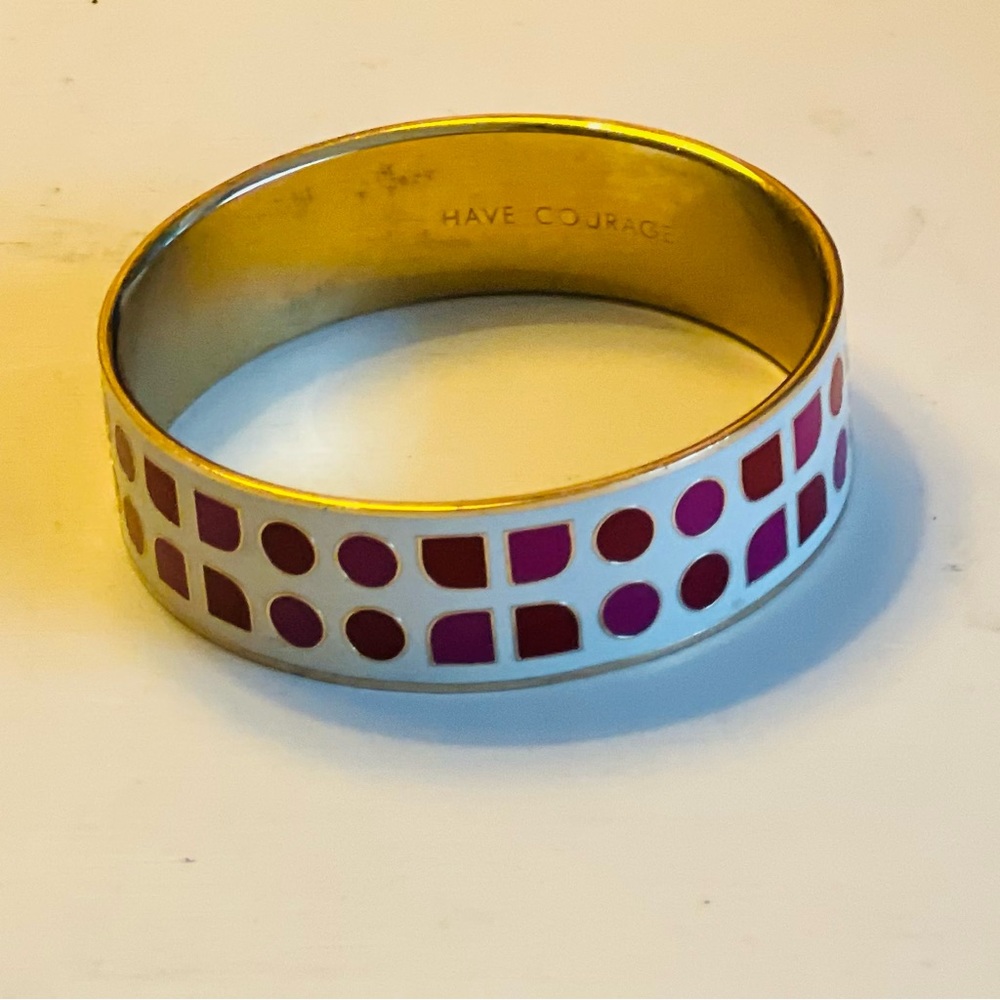 KATE SPADE authentic enamel/ brass  cuff bracelet.   Have Courage stamped inside